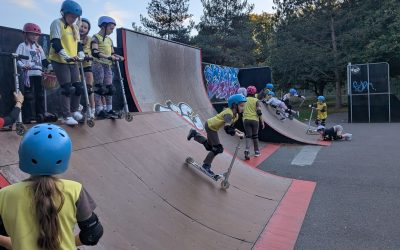 Fetcham Brownies and Guides scoot and skateboard!
